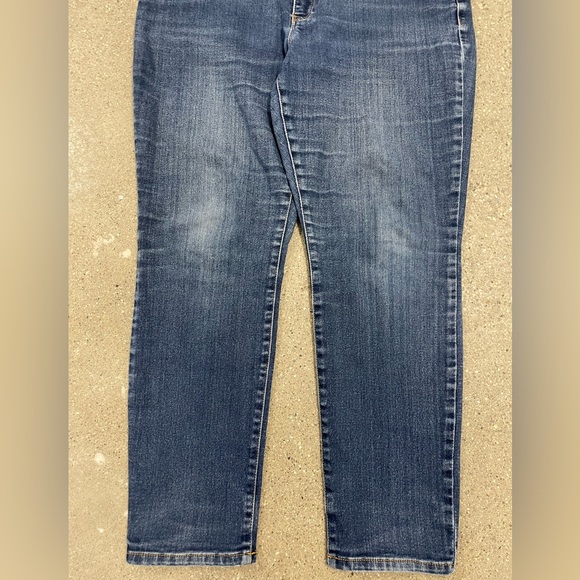 Michael Kors Medium Blue Wash Gold Button Logo Accent Skinny Denim Jeans size 14 - Picture 5 of 15